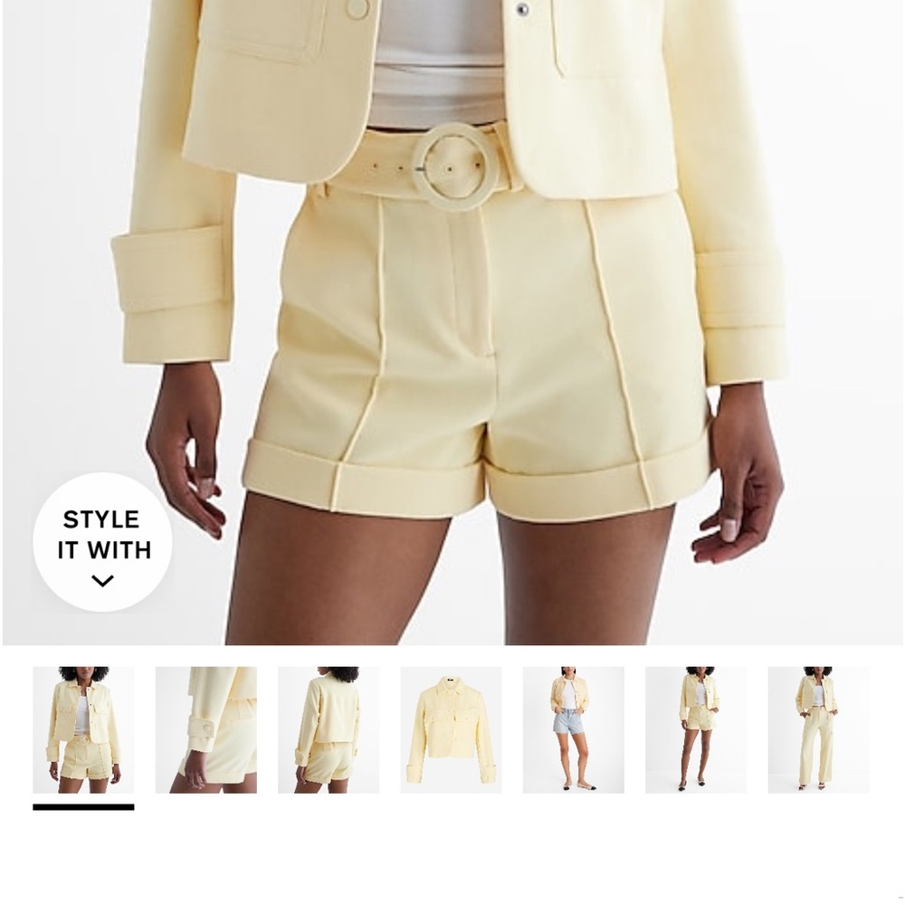 Express Belted yellow shorts